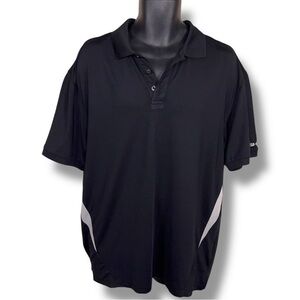 Large Vintage 90’s Era Mens Black Polo Shirt Sharp Brand Logo Short Sleeve